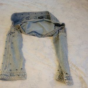Denim jacket with rhinestones